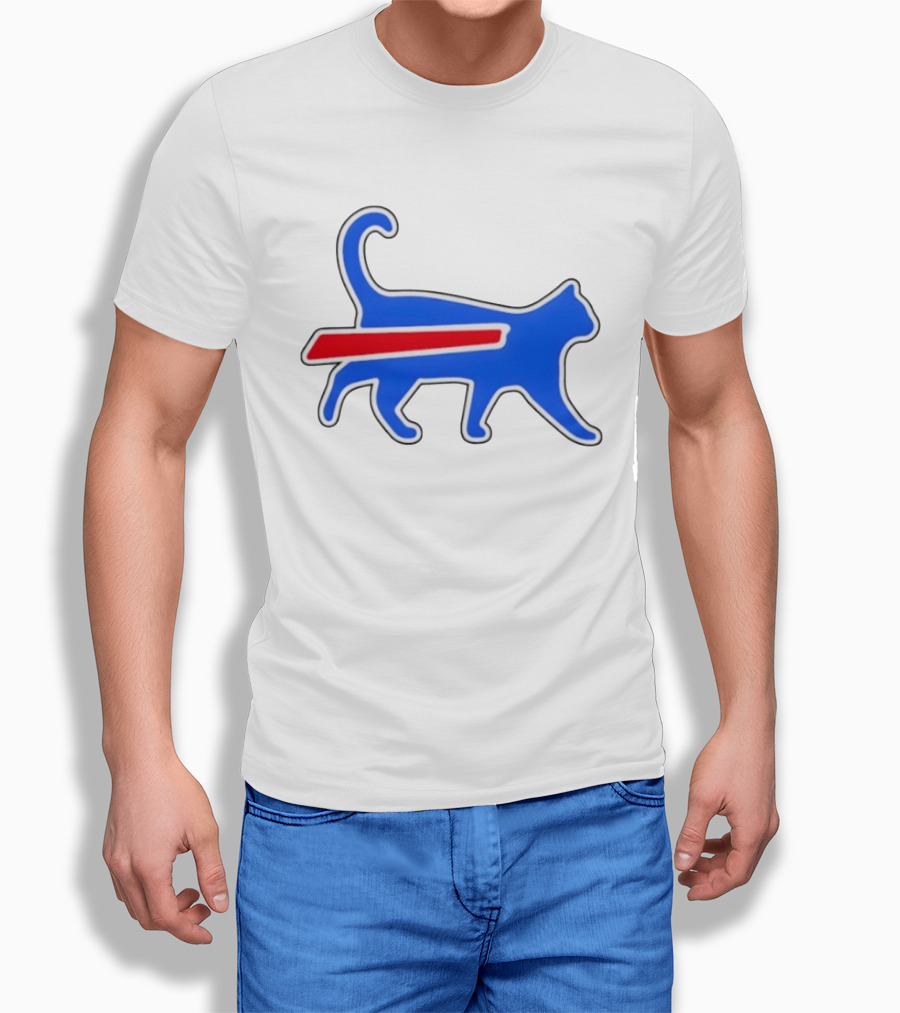 Buffalo Bills Cat Logo Parody Red And Blue T-Shirt