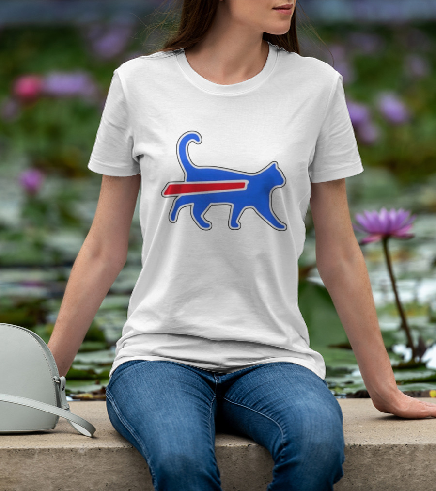 Buffalo Bills Cat Logo Parody Red And Blue T-Shirt