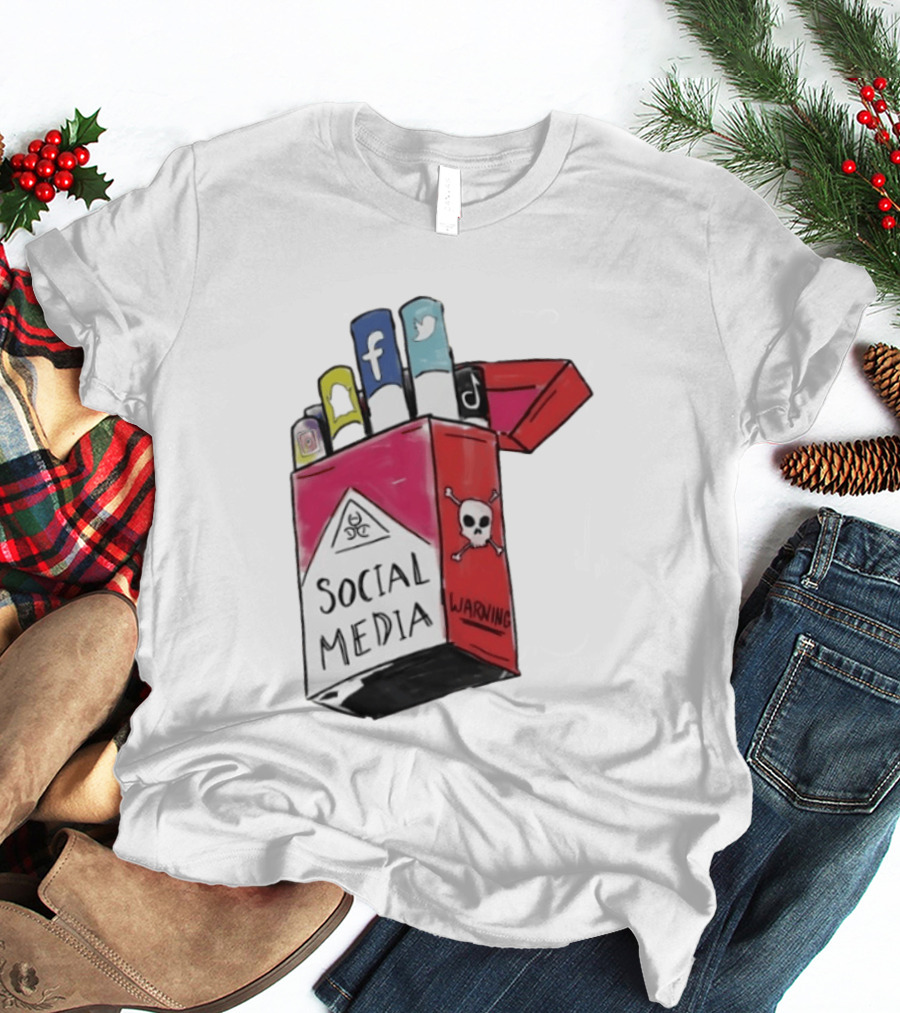 Social Media Warning Cigarette Pack With Iconic Apps T-Shirt