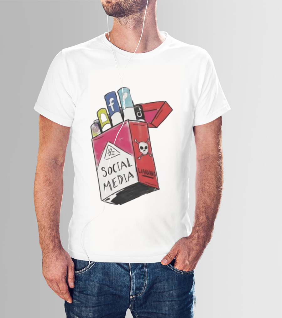 Social Media Warning Cigarette Pack With Iconic Apps T-Shirt