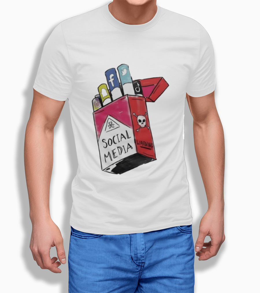 Social Media Warning Cigarette Pack With Iconic Apps T-Shirt