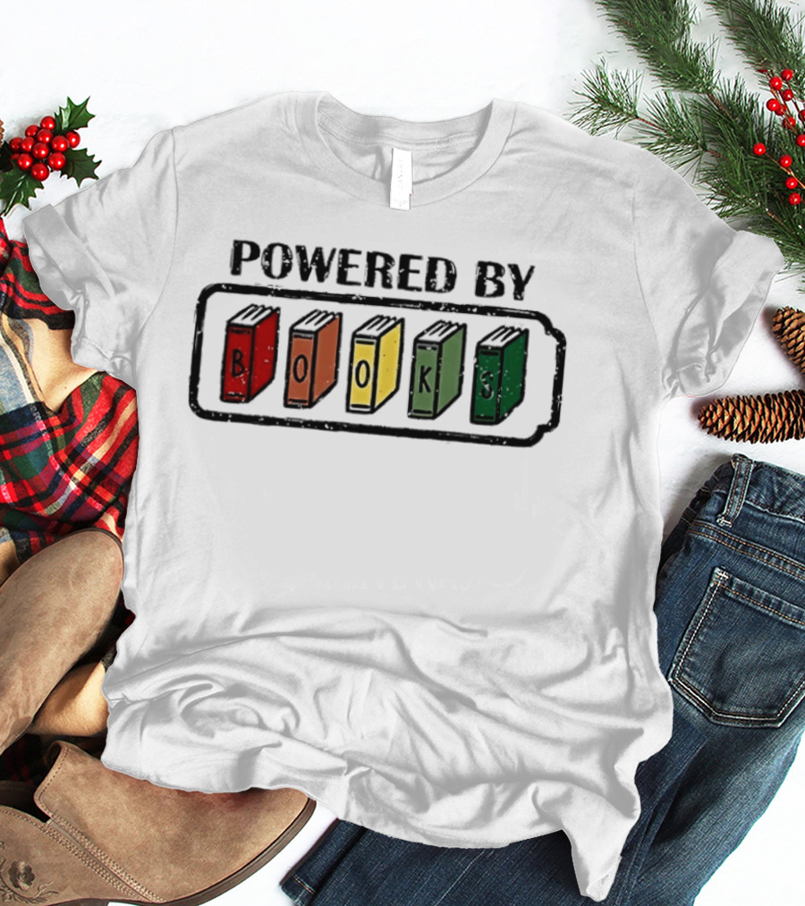 Classic Powered By Books Pride Colorful Book Spines T-Shirt