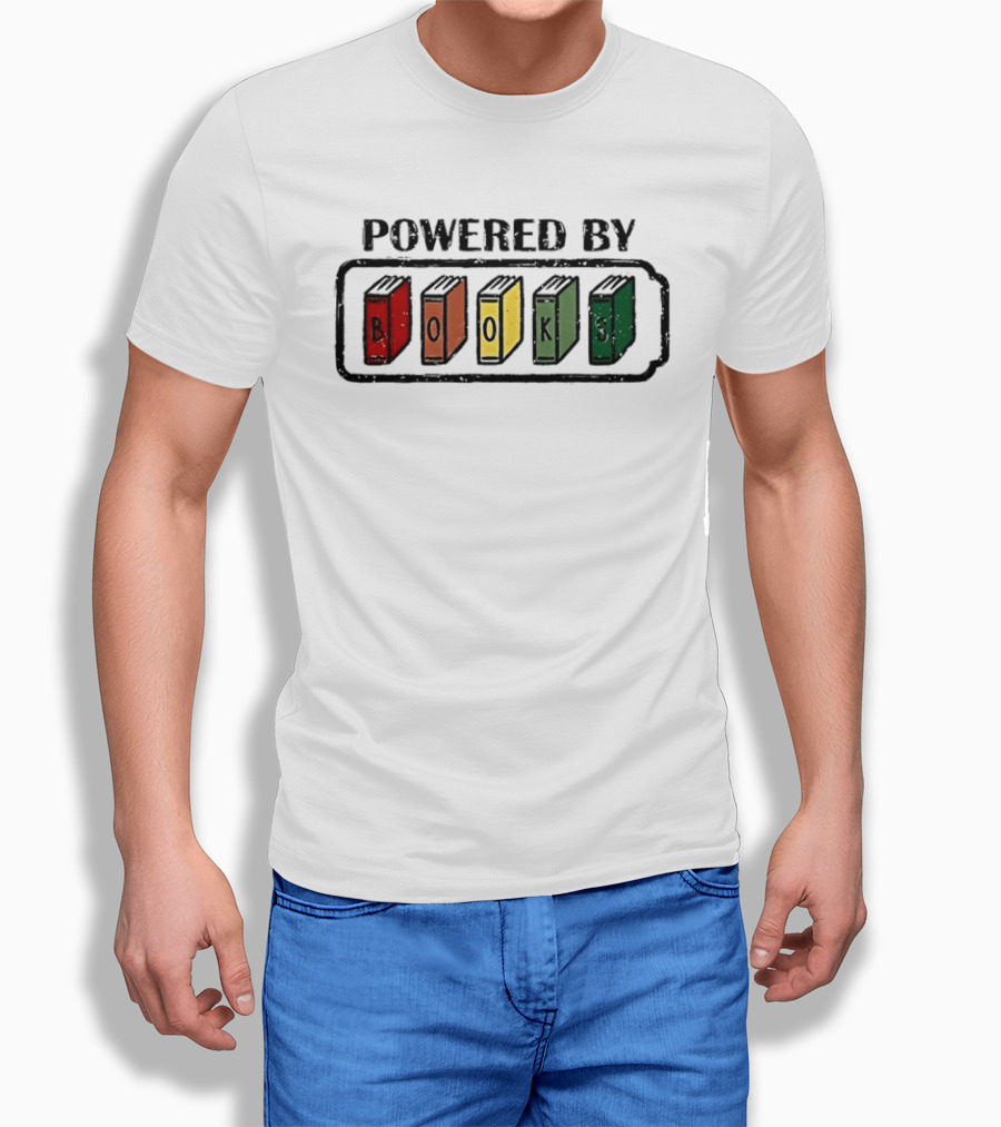 Classic Powered By Books Pride Colorful Book Spines T-Shirt