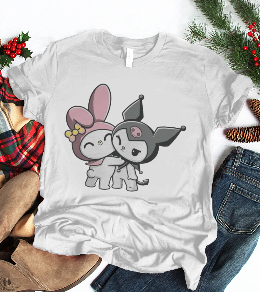 Sanrio My Melody And Kuromi Hugging Cute Characters T-Shirt