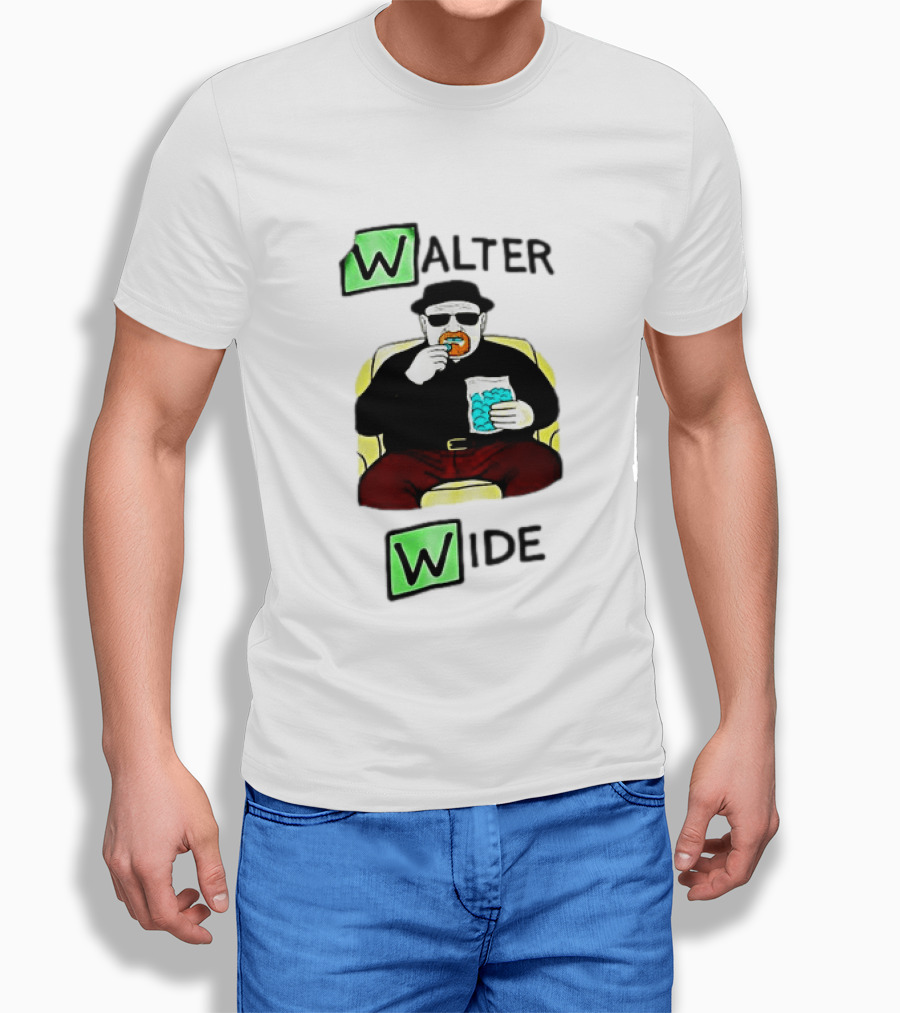 Walter Wide Breaking Bad Parody Green Letters Sitting Eating Blue Candy T-Shirt