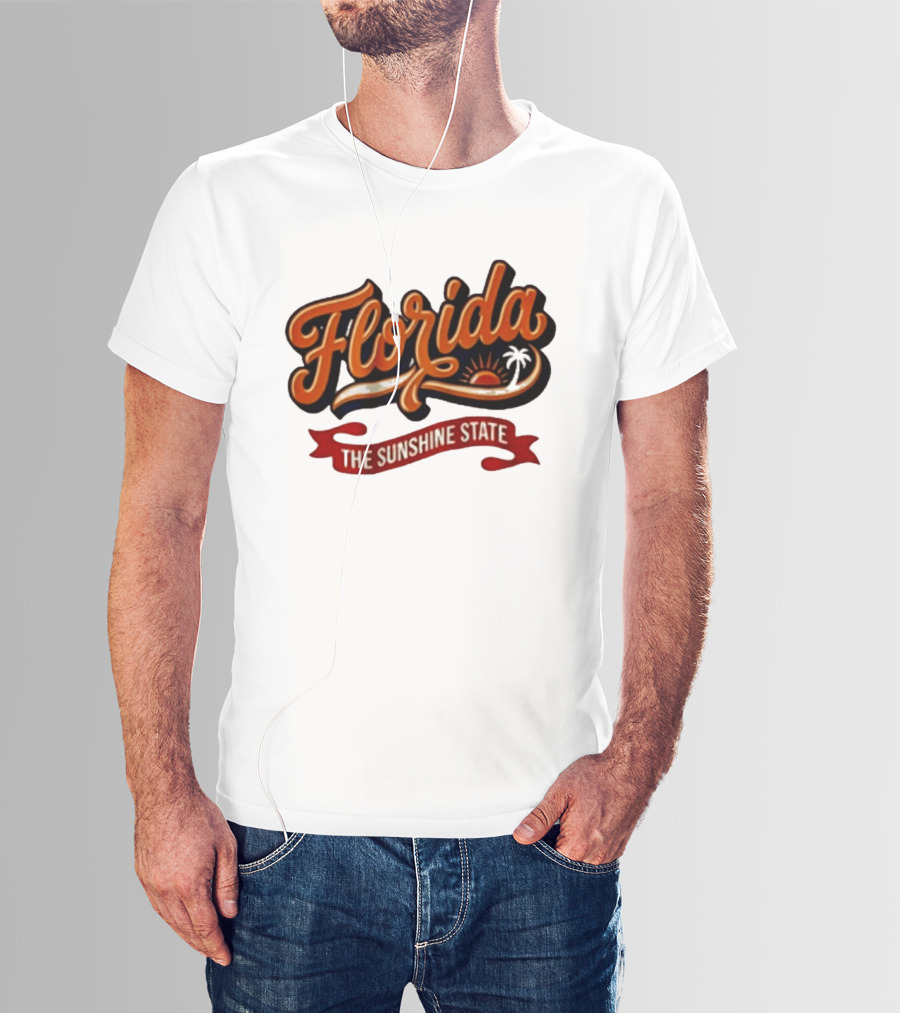 Florida The Sunshine State Sunset Palm Tree Vintage Look T-Shirt