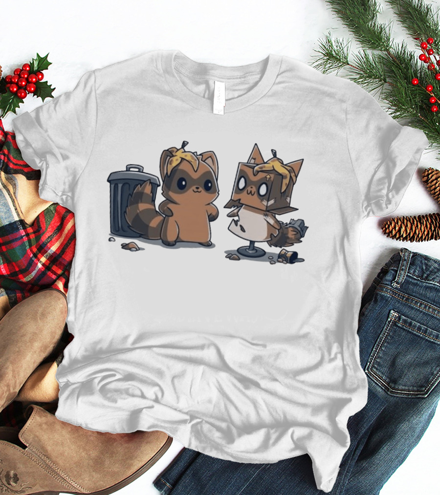 Get Crafty Raccoon Cardboard Box Costume With Trash Can Creativity T-Shirt