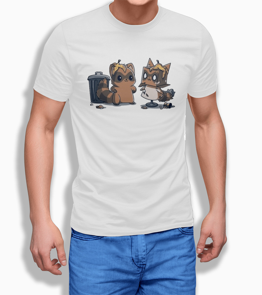 Get Crafty Raccoon Cardboard Box Costume With Trash Can Creativity T-Shirt