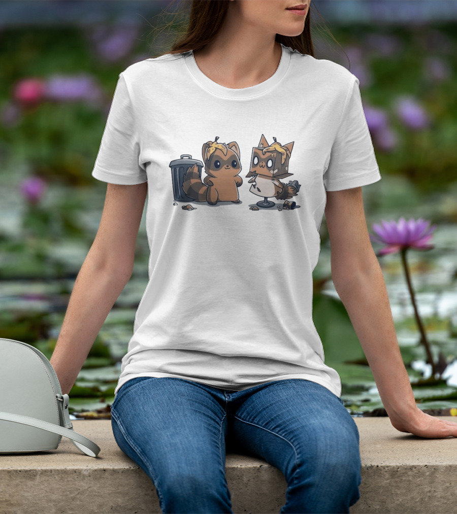 Get Crafty Raccoon Cardboard Box Costume With Trash Can Creativity T-Shirt