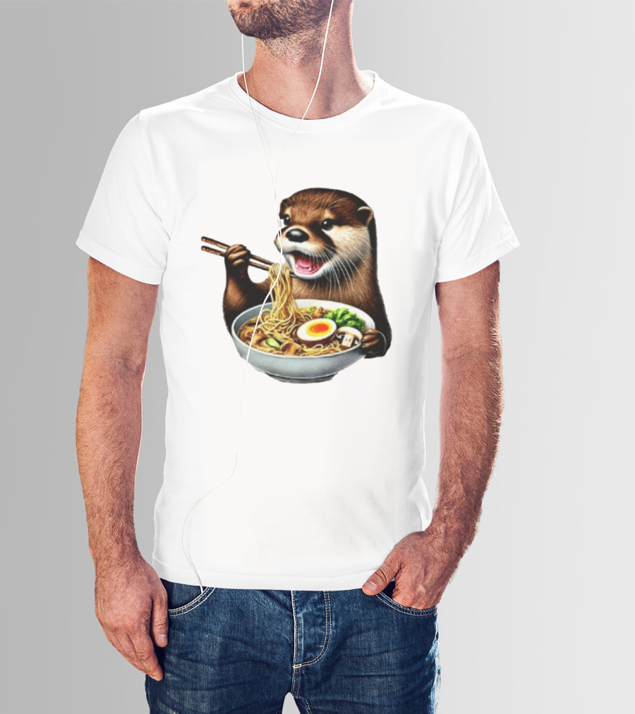 Trendy Otter Enjoying Ramen Bowl Meme T-Shirt
