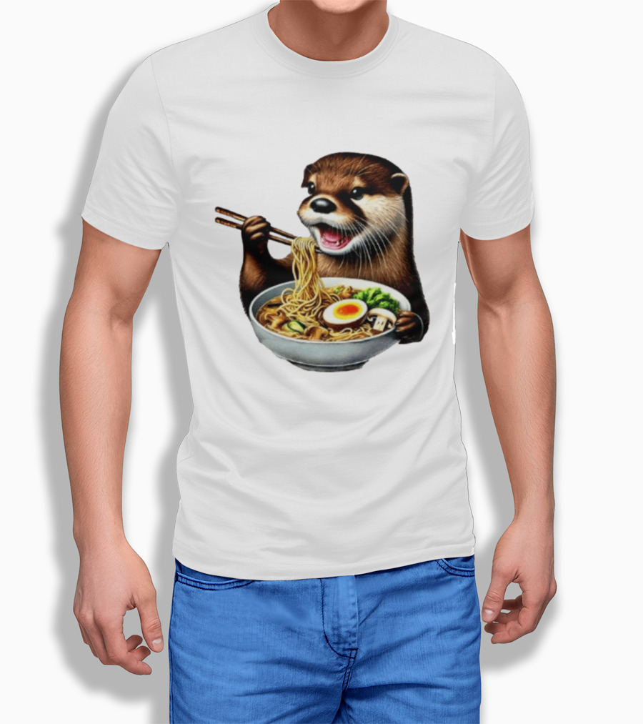 Trendy Otter Enjoying Ramen Bowl Meme T-Shirt