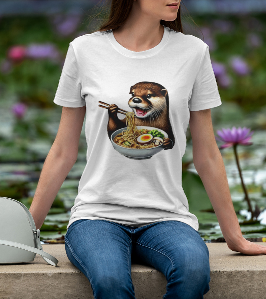 Trendy Otter Enjoying Ramen Bowl Meme T-Shirt