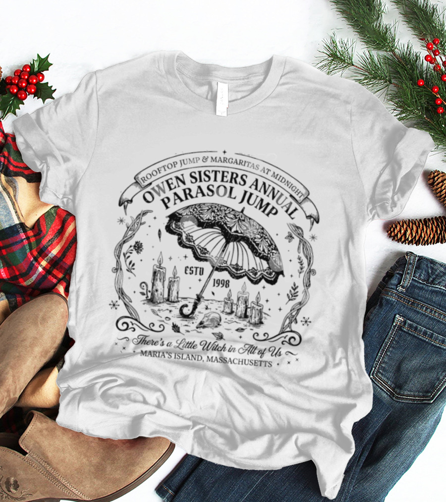 Owen Sisters Annual Parasol Jump Rooftop Margaritas At Midnight Martha's Vineyard Massachusetts T-Shirt