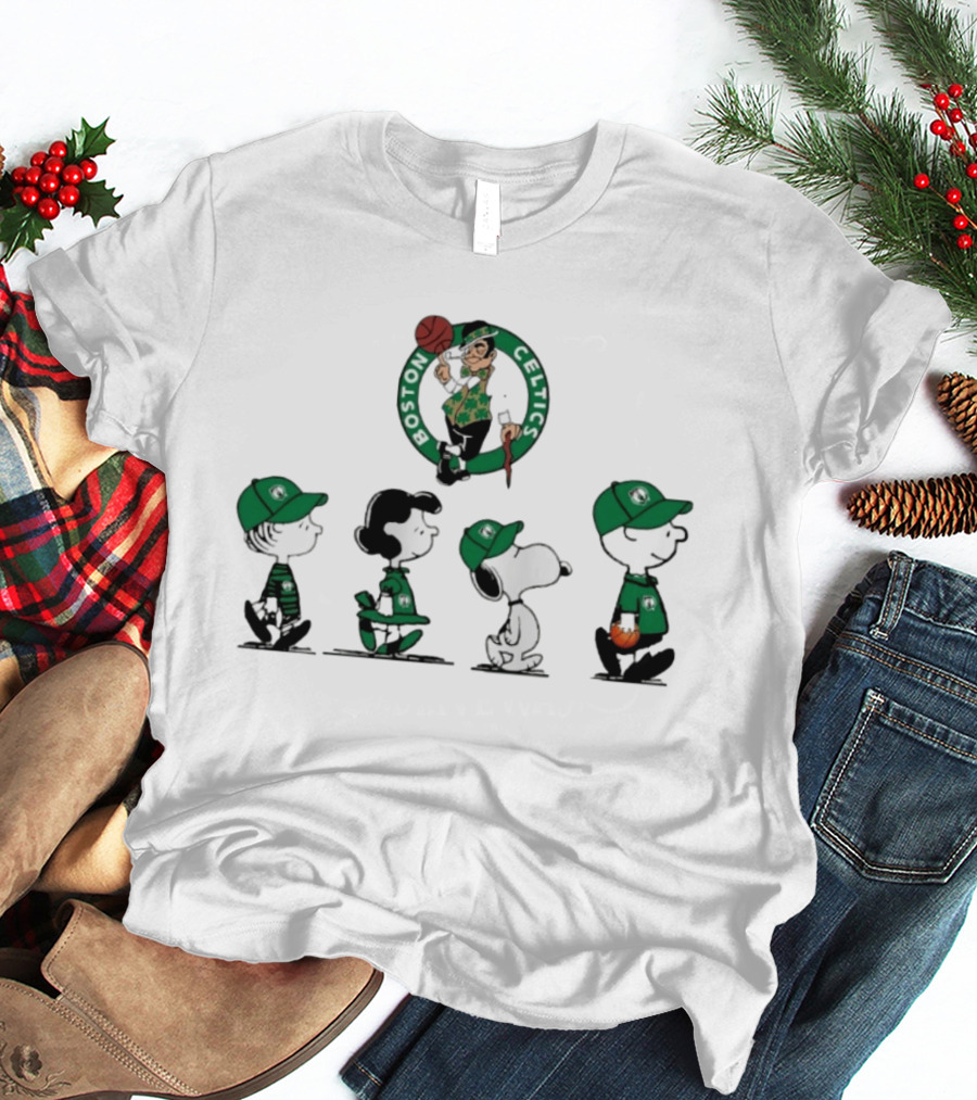 Peanuts Characters Boston Celtics Basketball Sports T-Shirt