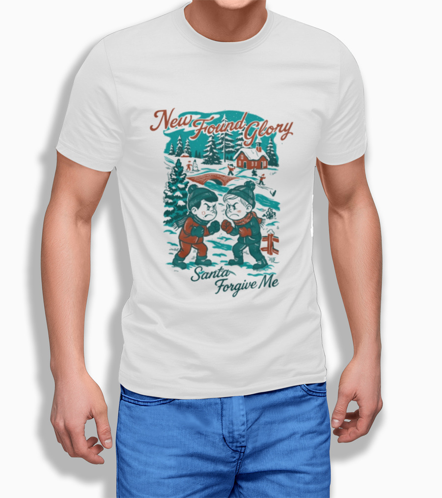 New Found Glory Santa Forgive Me Winter Scene T-Shirt