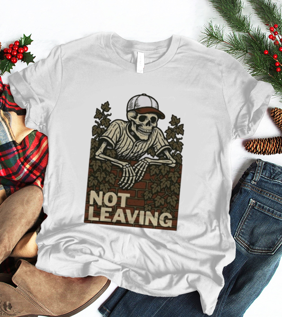 Skeleton Baseball Player Not Leaving Brick Wall Ivy Cap T-Shirt