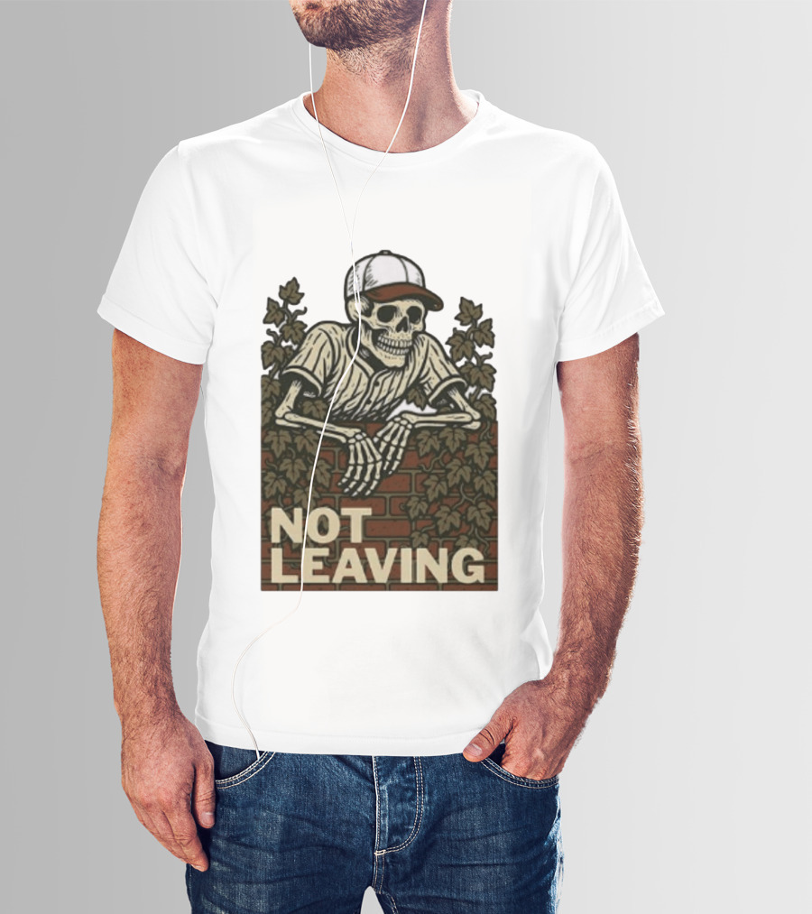Skeleton Baseball Player Not Leaving Brick Wall Ivy Cap T-Shirt