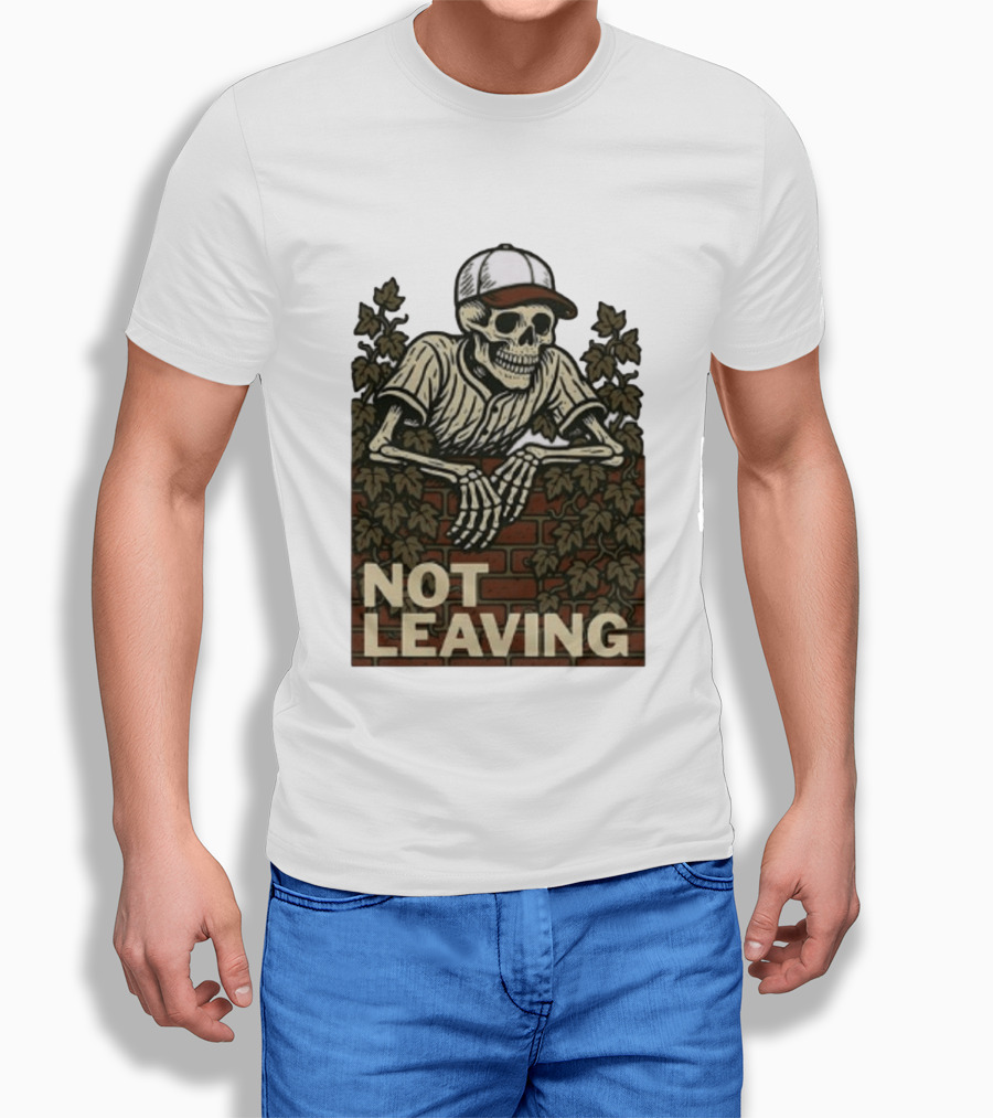 Skeleton Baseball Player Not Leaving Brick Wall Ivy Cap T-Shirt