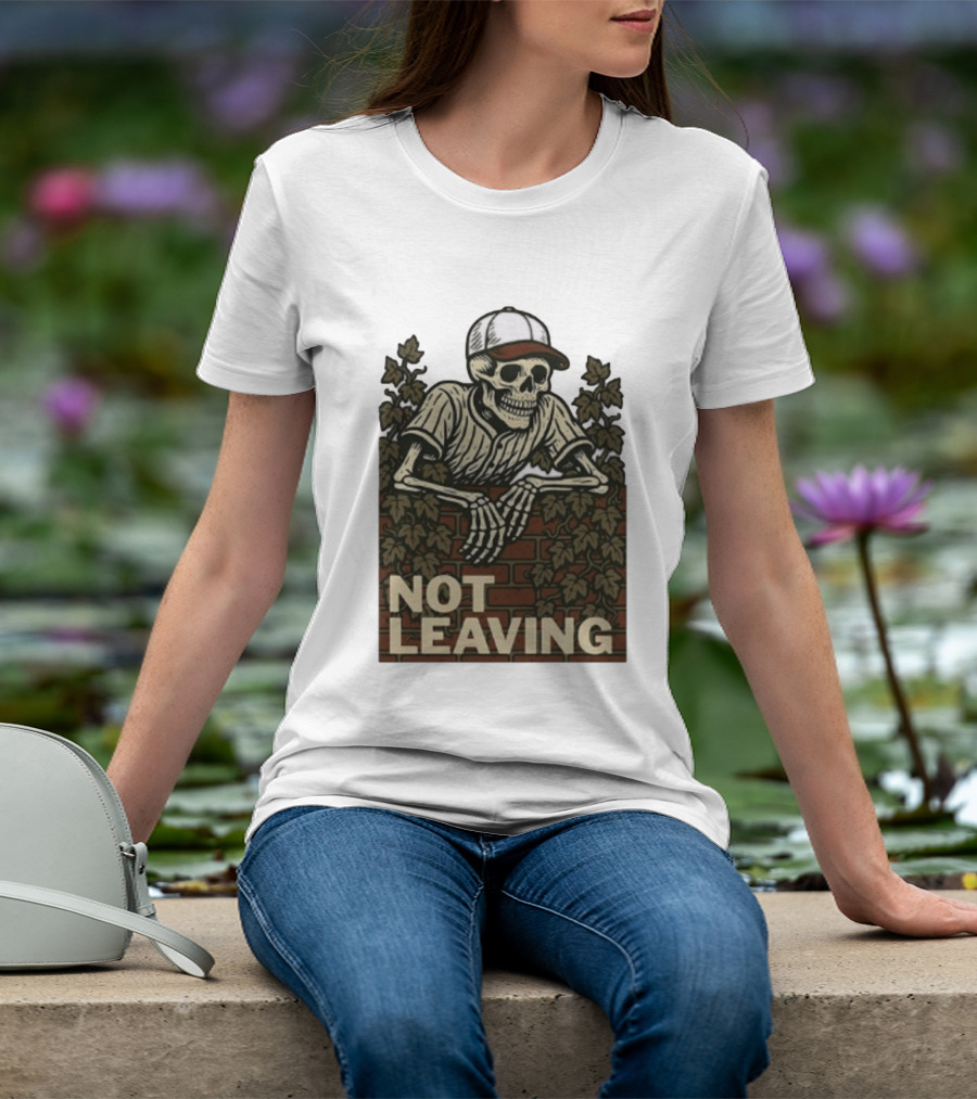 Skeleton Baseball Player Not Leaving Brick Wall Ivy Cap T-Shirt