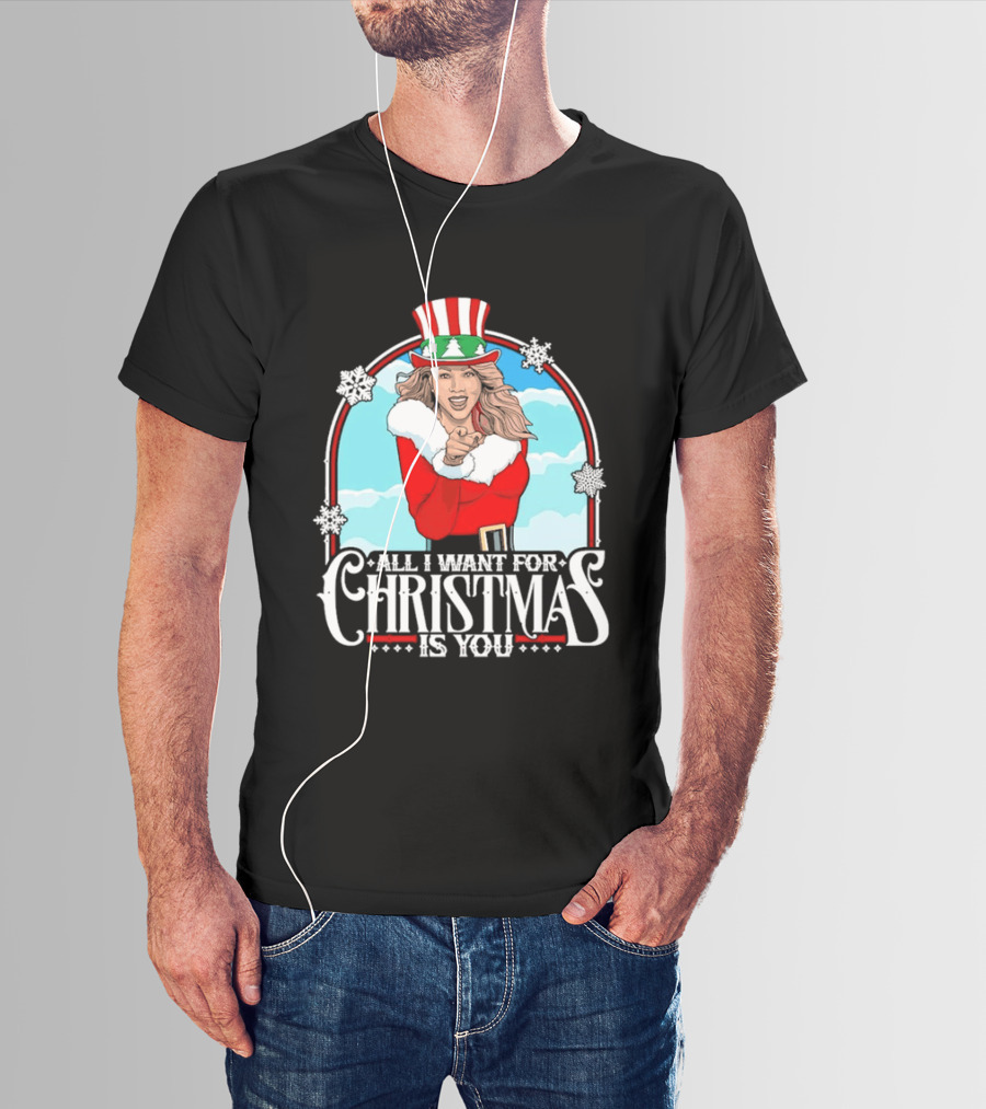 All I Want For Christmas Is You Mariah Carey Santa Christmas Music Holiday T-Shirt