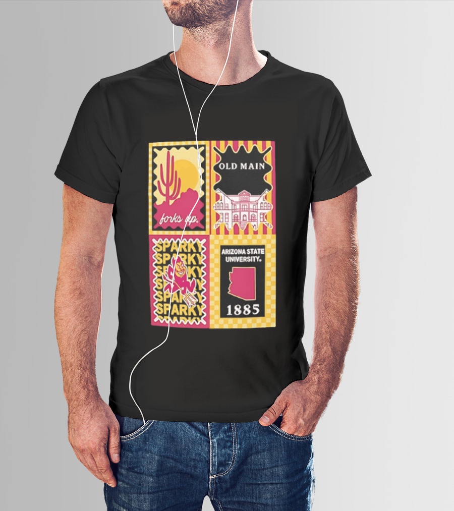 Arizona State University Forks Up Sparky Old Main 1885 T-Shirt