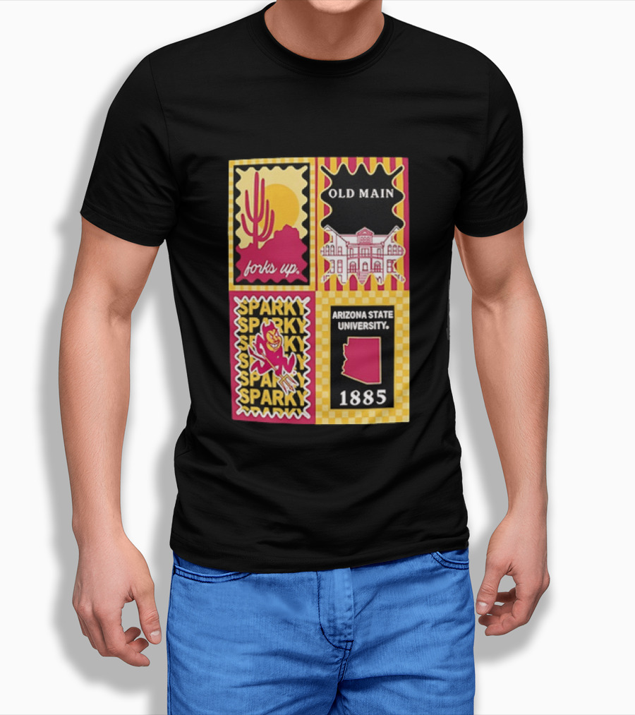 Arizona State University Forks Up Sparky Old Main 1885 T-Shirt