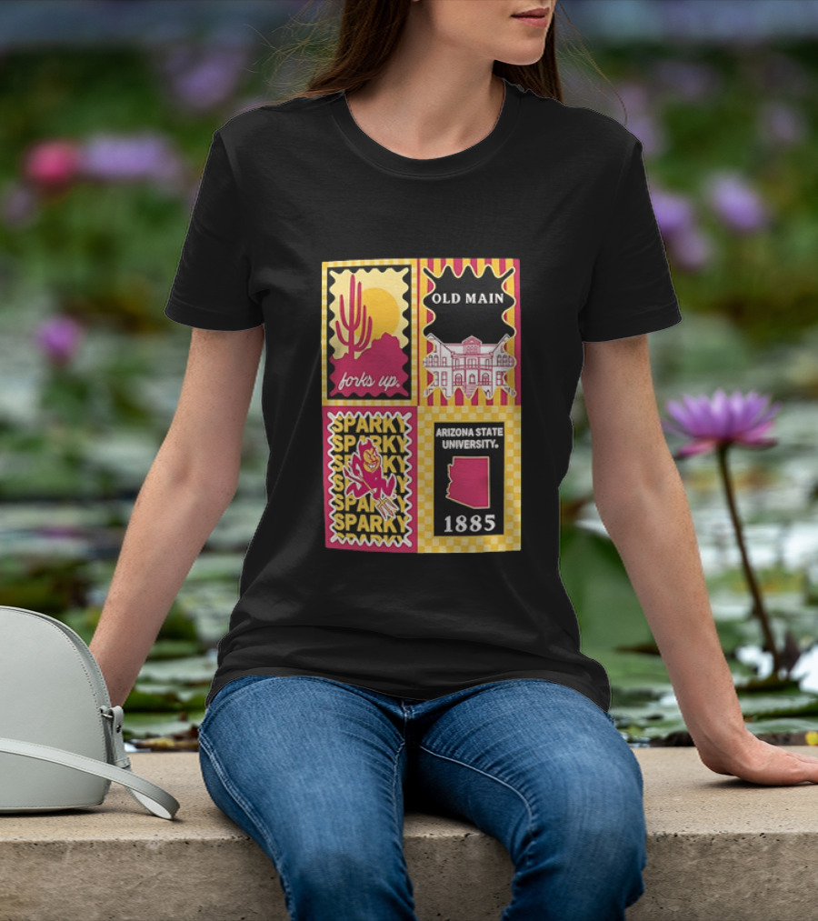 Arizona State University Forks Up Sparky Old Main 1885 T-Shirt