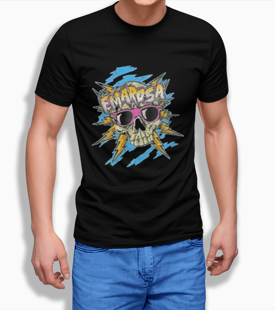 Emarosa Skull With Sunglasses And Lightning Burst T-Shirt