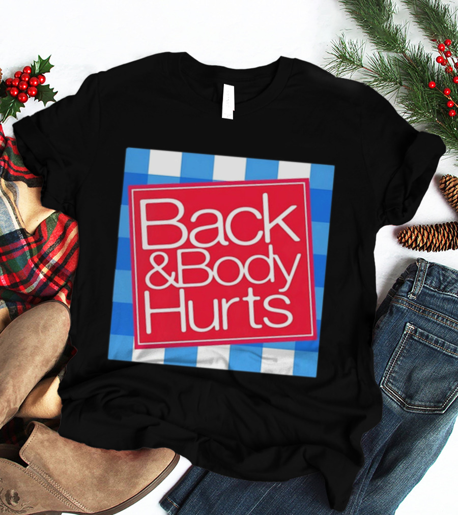Back And Body Hurts Blue Gingham Square Red T-Shirt