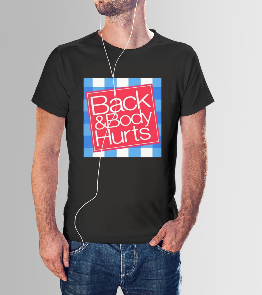 Back And Body Hurts Blue Gingham Square Red T-Shirt
