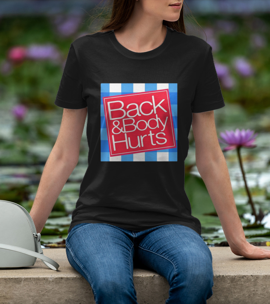 Back And Body Hurts Blue Gingham Square Red T-Shirt