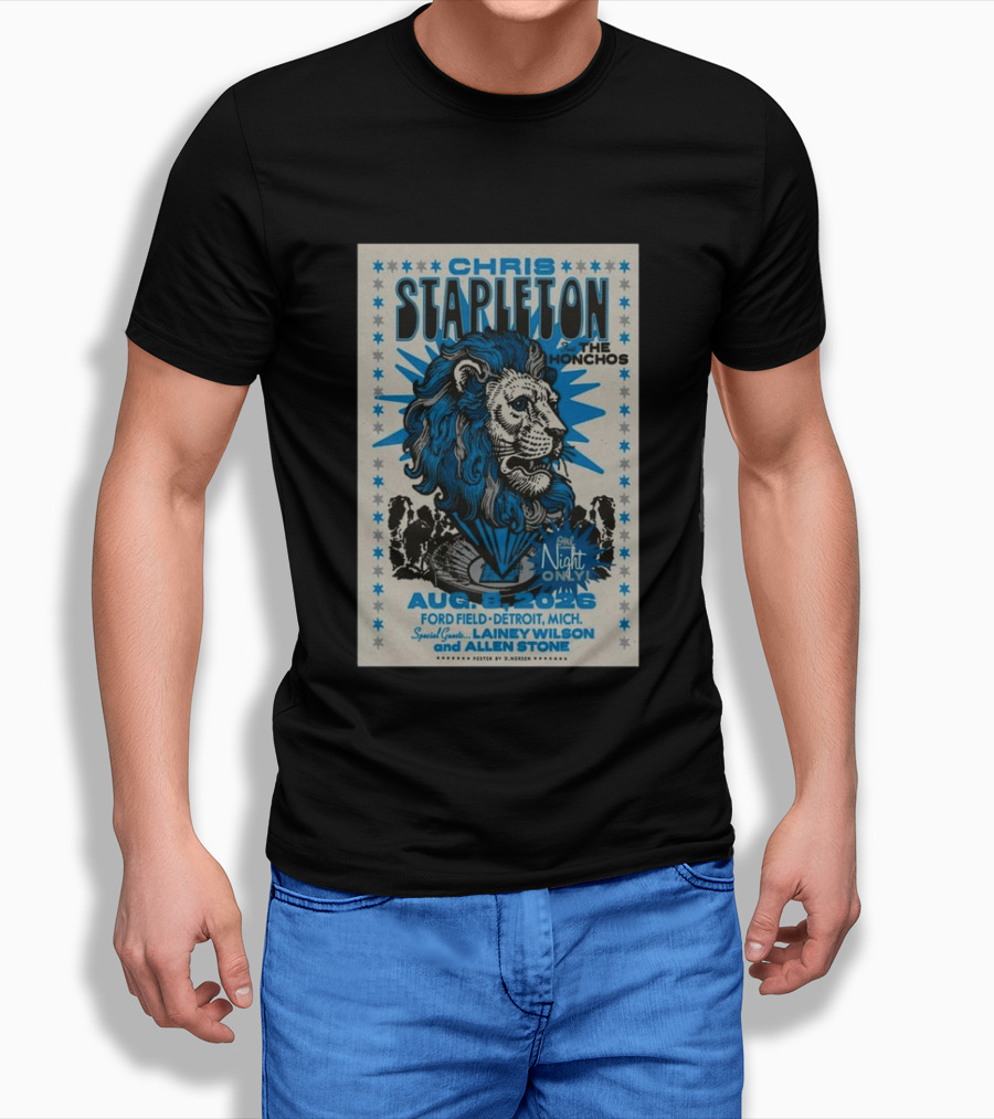 Chris Stapleton The Honchos Ford Field Detroit Aug 08 2026 Special Guests Lainey Wilson Allen Stone T-Shirt