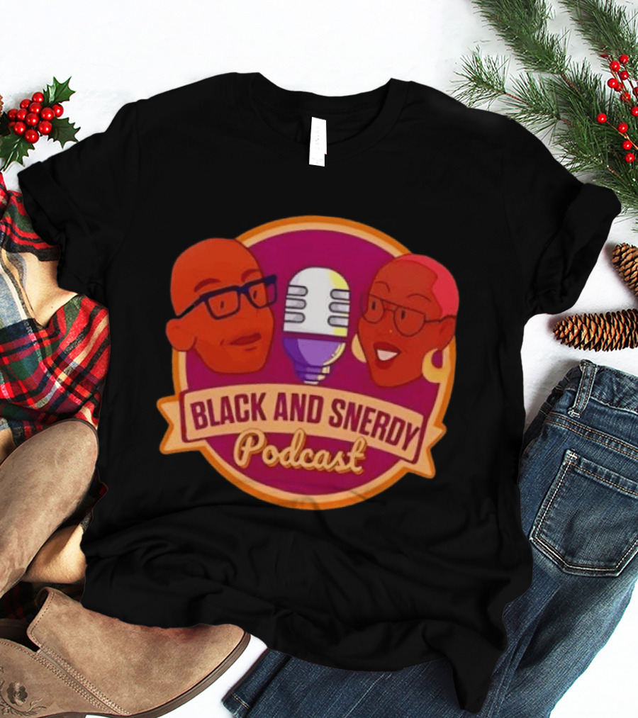 Black And Snerdy Podcast Hosts Microphone T-Shirt