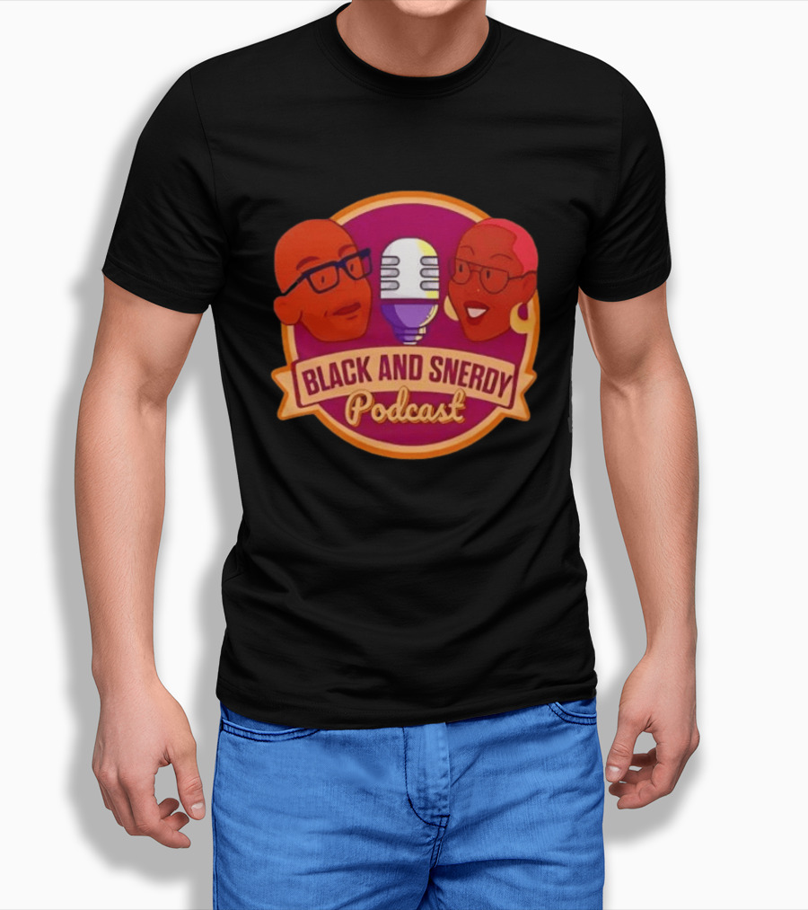 Black And Snerdy Podcast Hosts Microphone T-Shirt