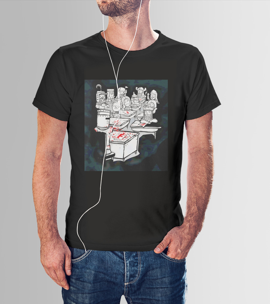 Bloody Knight Classroom Cartoon Failing Grade F T-Shirt