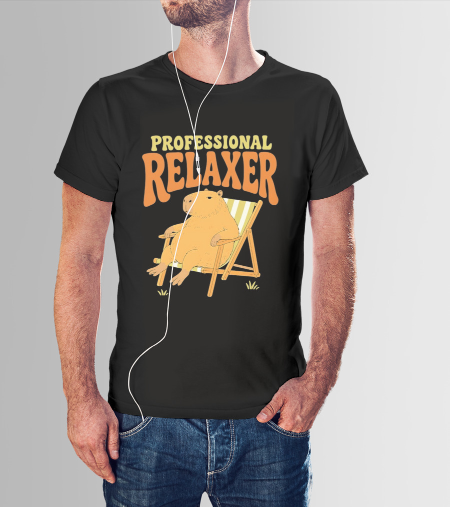 Professional Relaxer Capybara Sitting In Beach Chair T-Shirt