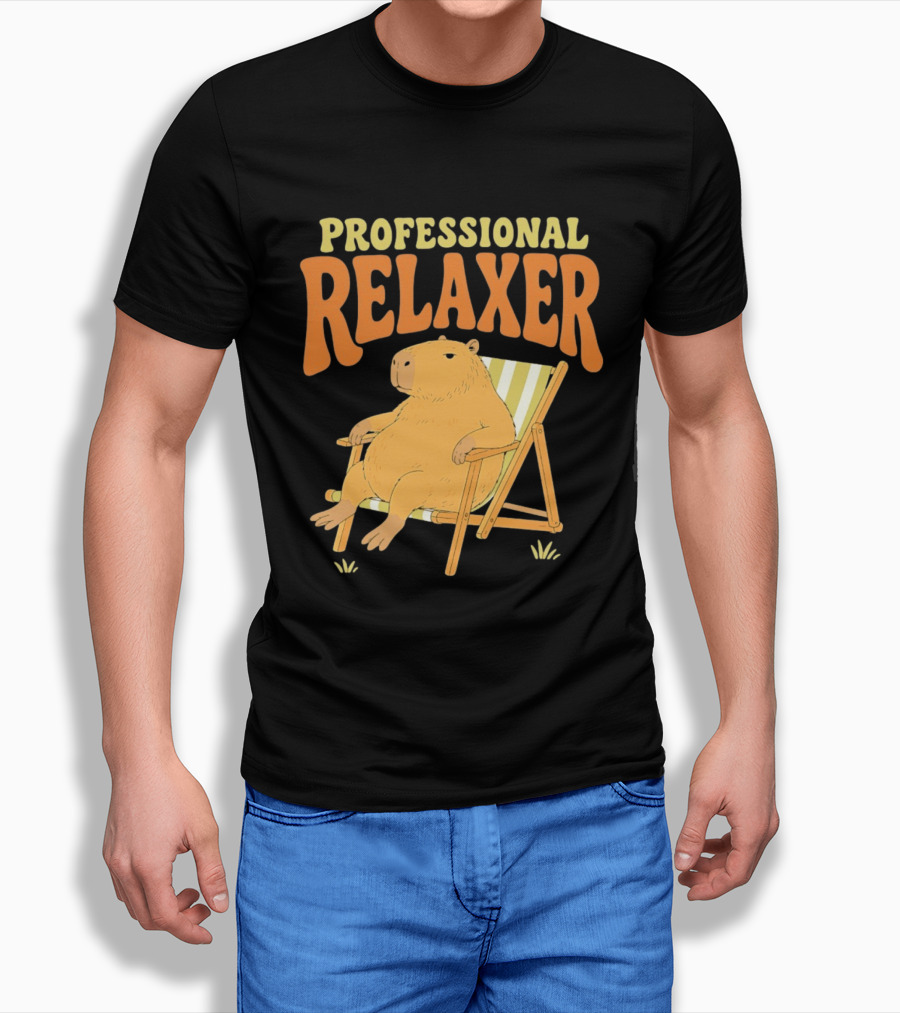 Professional Relaxer Capybara Sitting In Beach Chair T-Shirt
