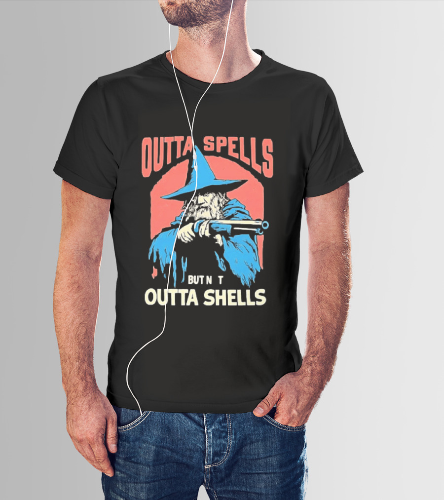 Outta Spells But Not Outta Shells Wizard Humor T-Shirt