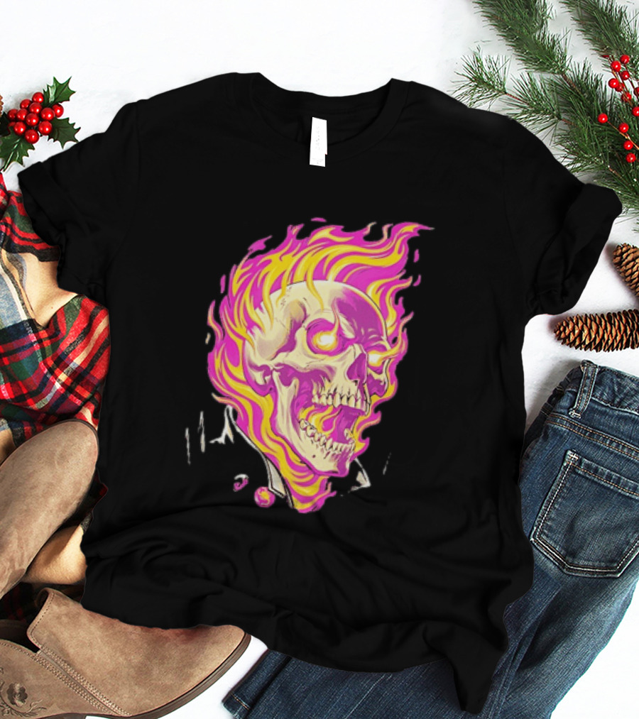 Ghost Rider Flaming Skull Marvel Fire Blaze T-Shirt