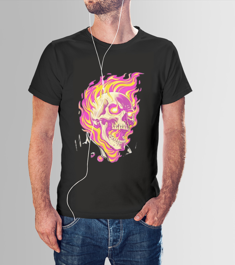 Ghost Rider Flaming Skull Marvel Fire Blaze T-Shirt