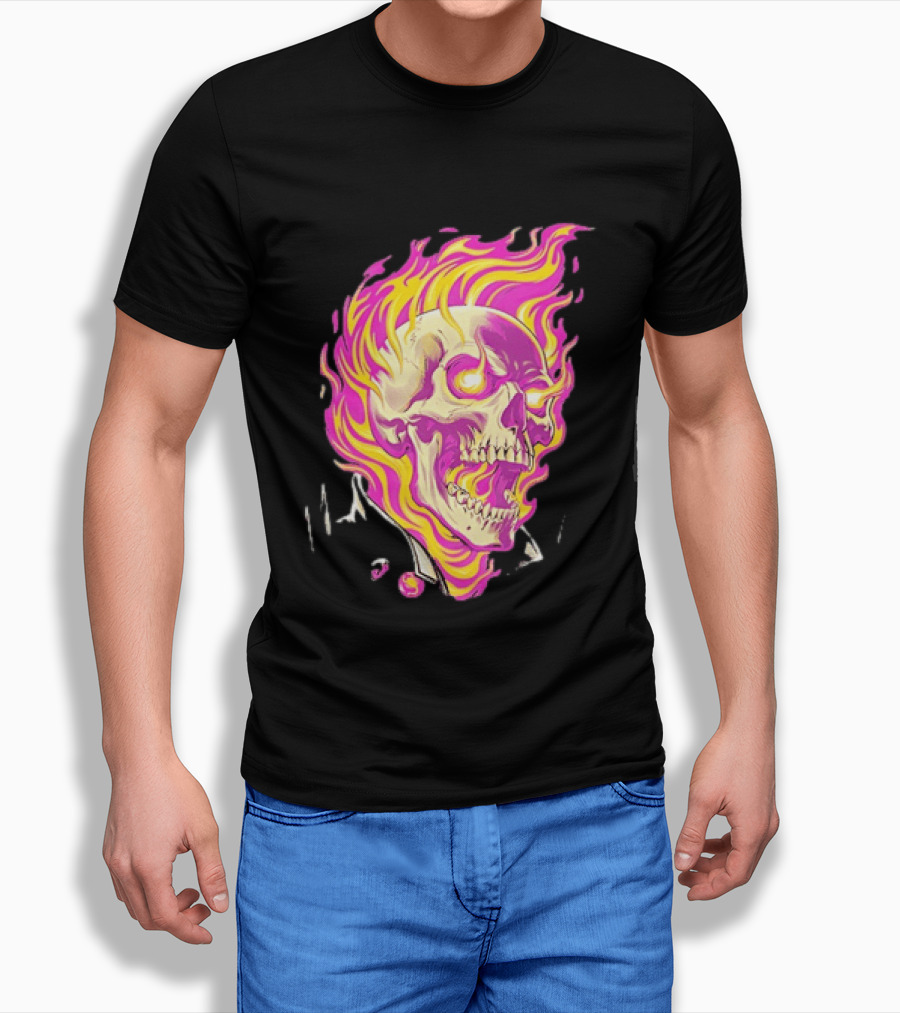Ghost Rider Flaming Skull Marvel Fire Blaze T-Shirt