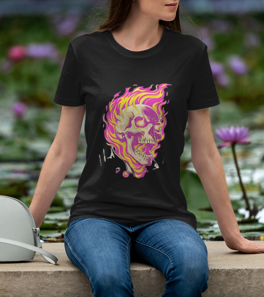 Ghost Rider Flaming Skull Marvel Fire Blaze T-Shirt