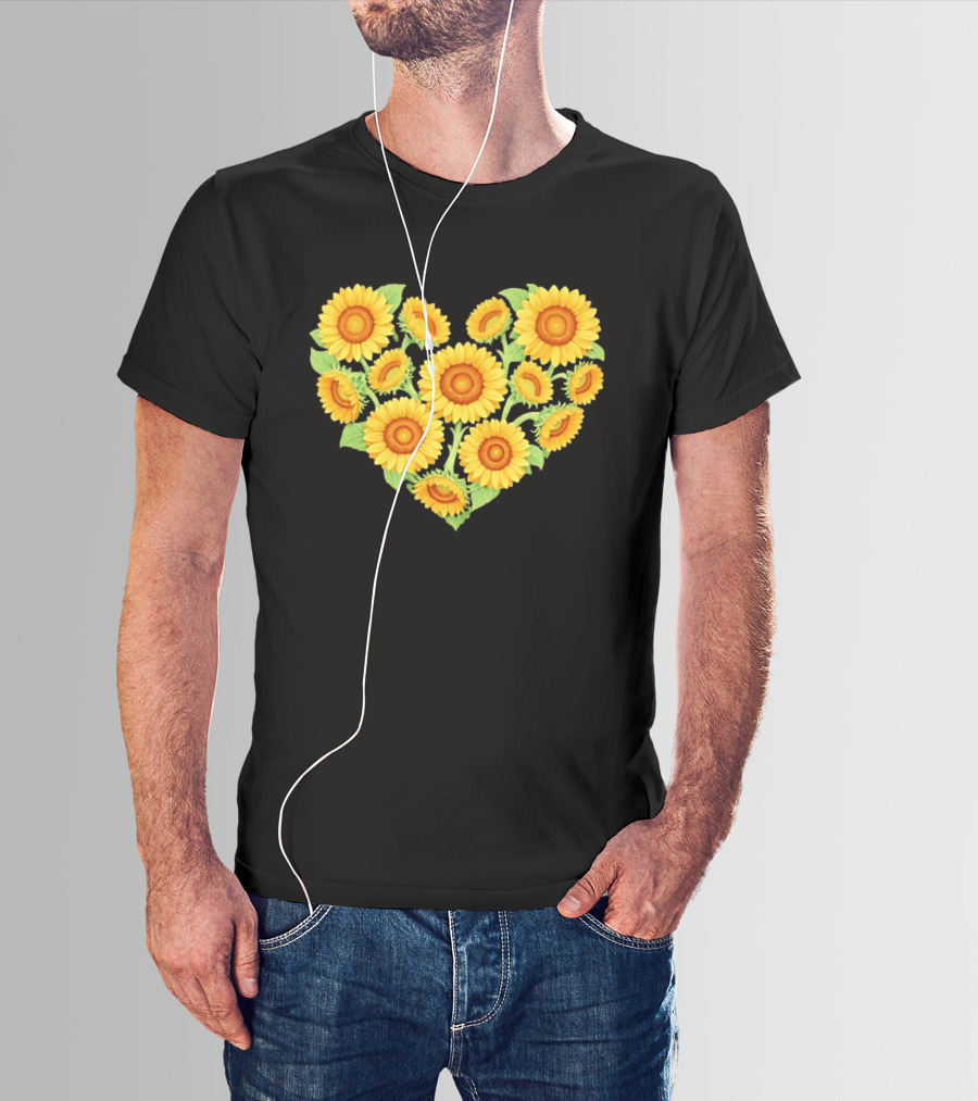 Sunflower Heart Shaped Floral Arrangement Nature T-Shirt