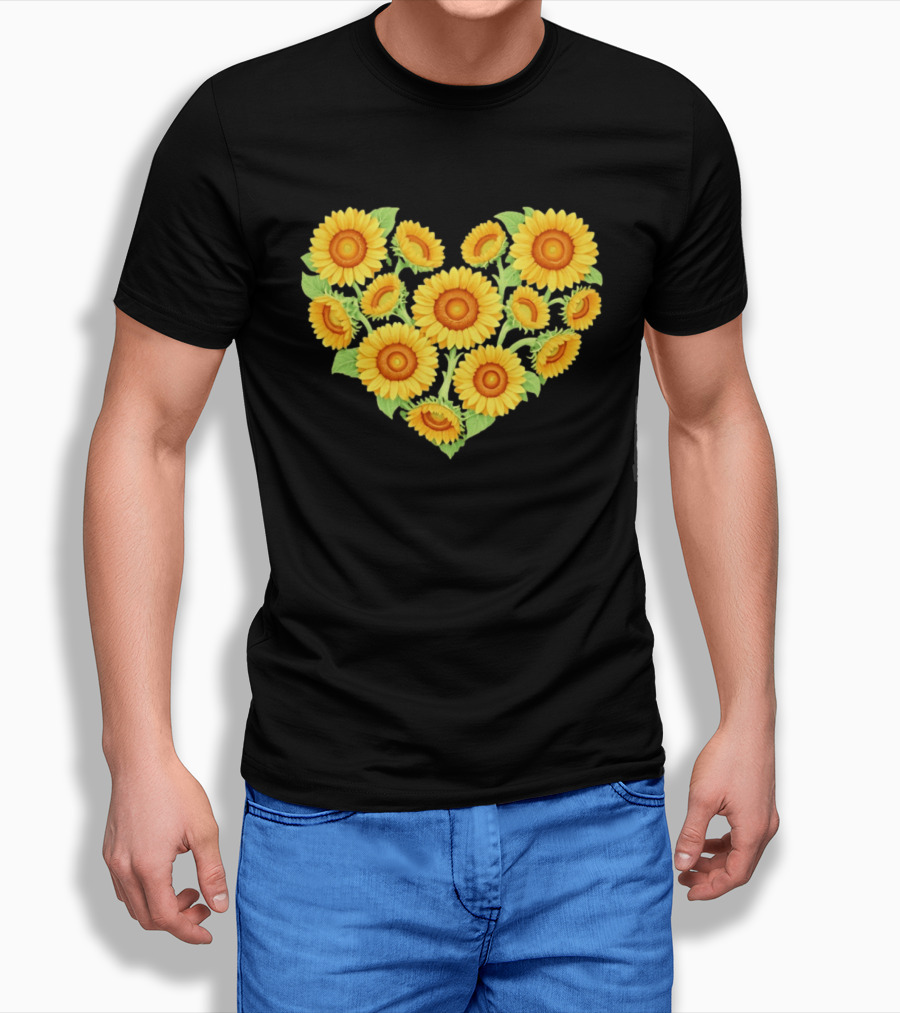 Sunflower Heart Shaped Floral Arrangement Nature T-Shirt