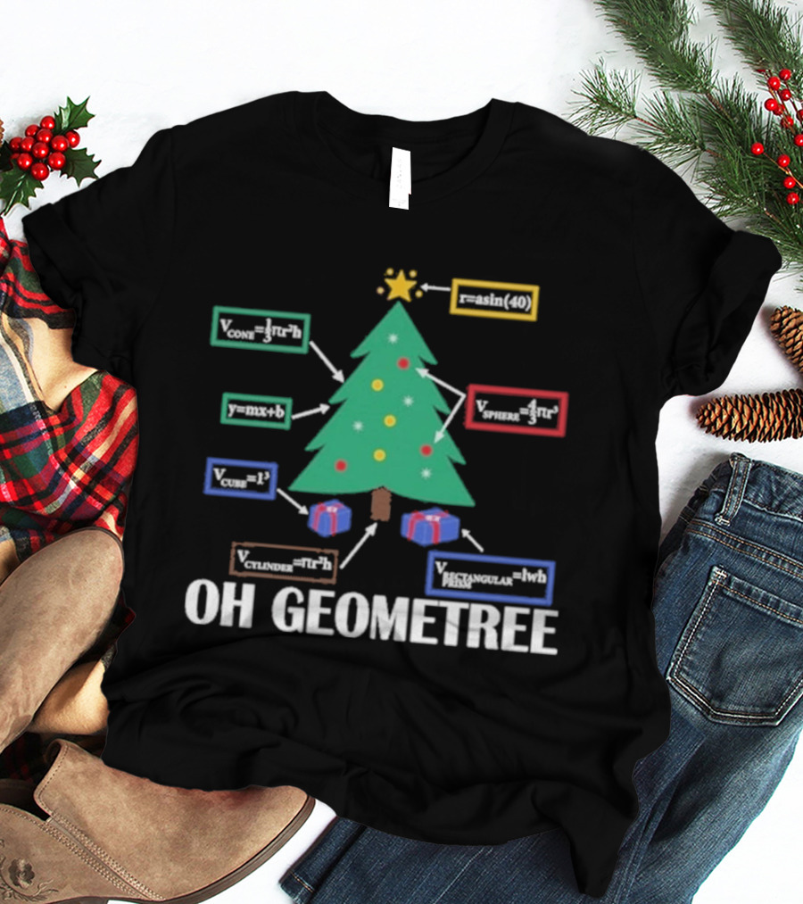 Oh Geometree Christmas Math Teacher Holiday Humor Educational T-Shirt