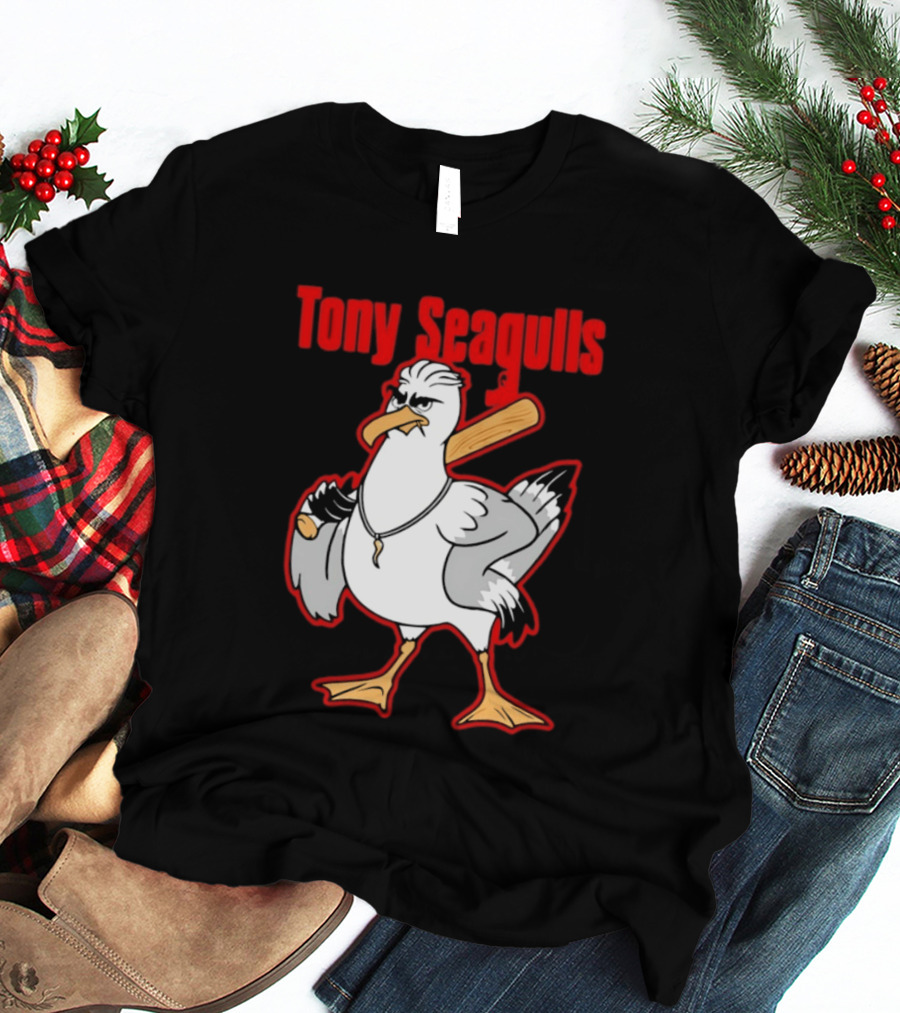 Tony Seagulls Mobster Bird Seagull Mafia T-Shirt