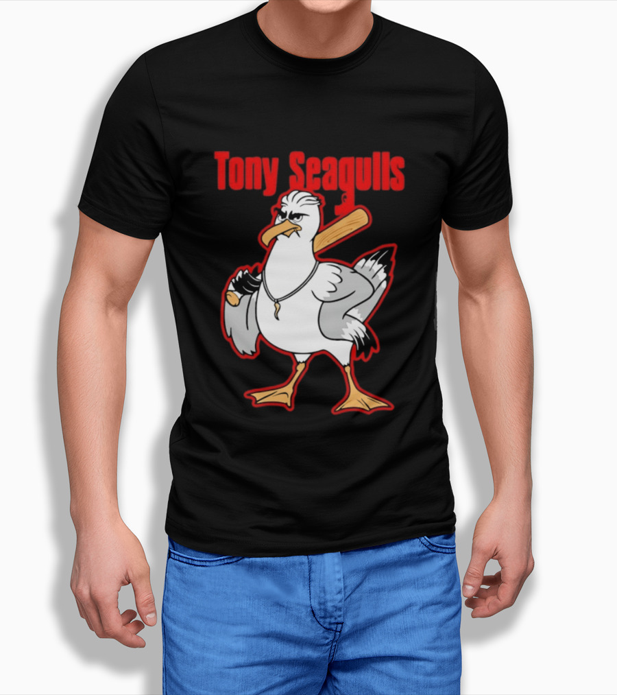 Tony Seagulls Mobster Bird Seagull Mafia T-Shirt