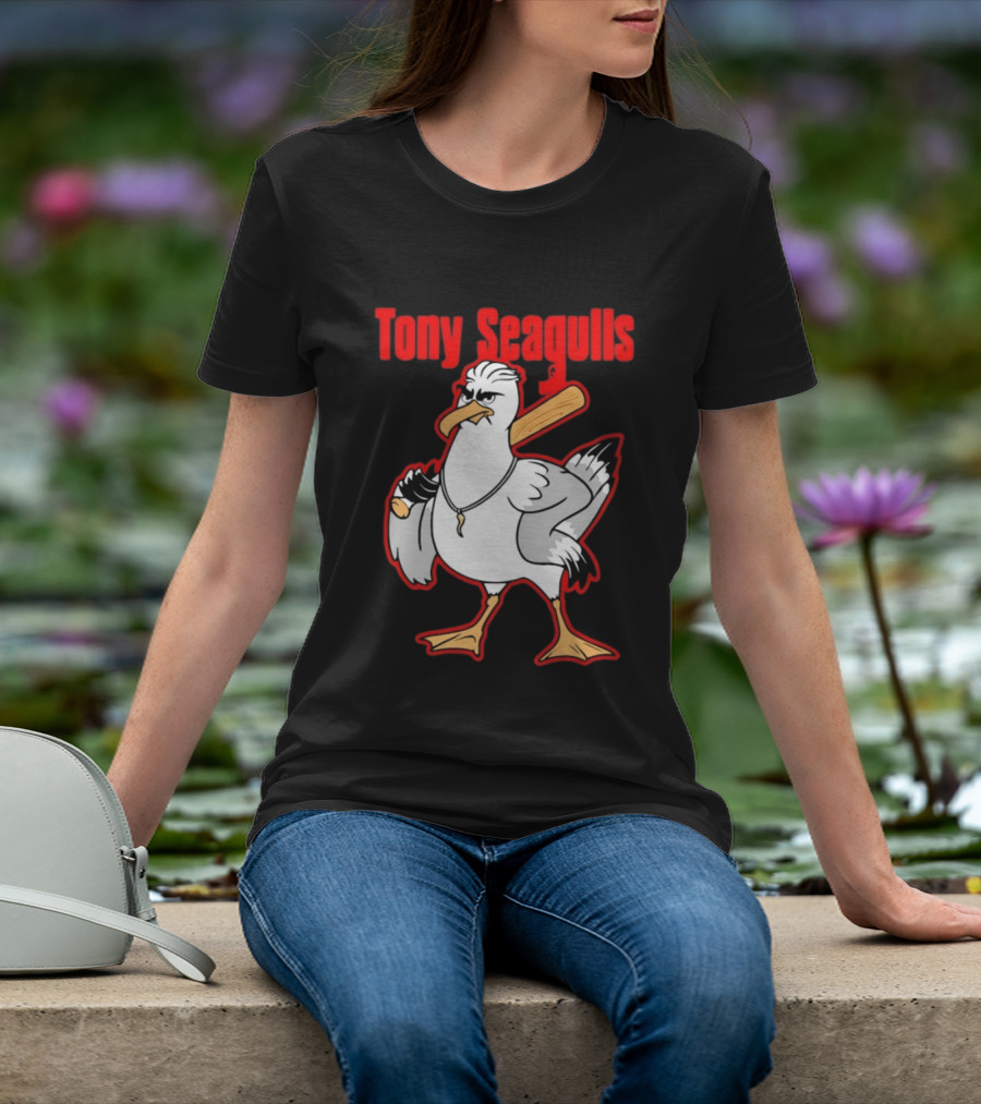 Tony Seagulls Mobster Bird Seagull Mafia T-Shirt