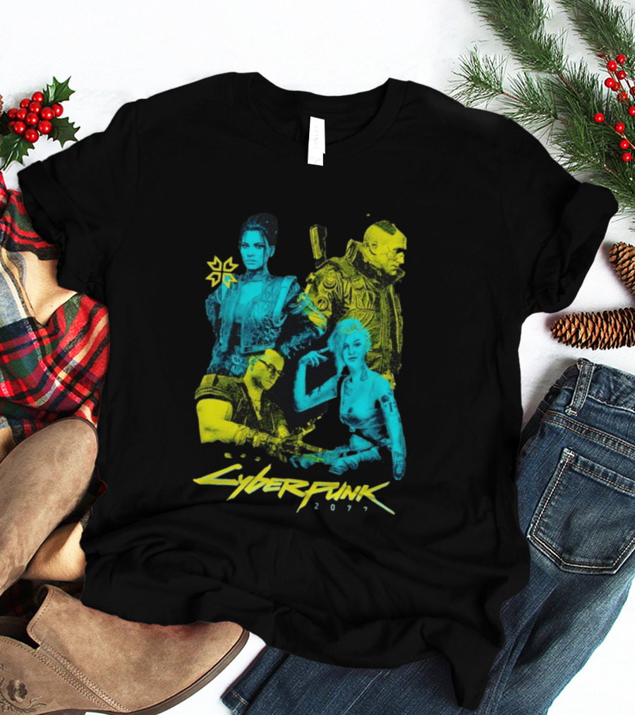 Cyberpunk 2077 Characters And Logo Video Game Merchandise T-Shirt