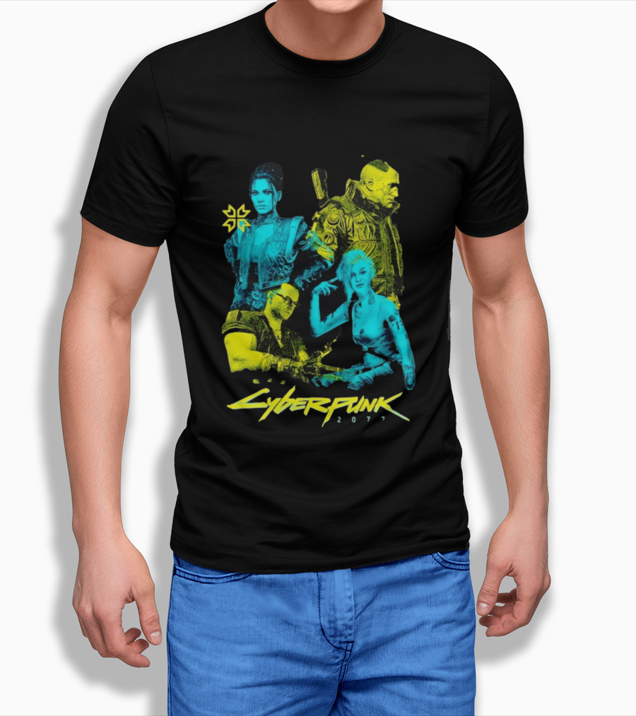 Cyberpunk 2077 Characters And Logo Video Game Merchandise T-Shirt